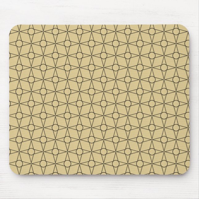 Vintage Funk Geometric Mousepad, Champagne Gold Mouse Mat (Front)
