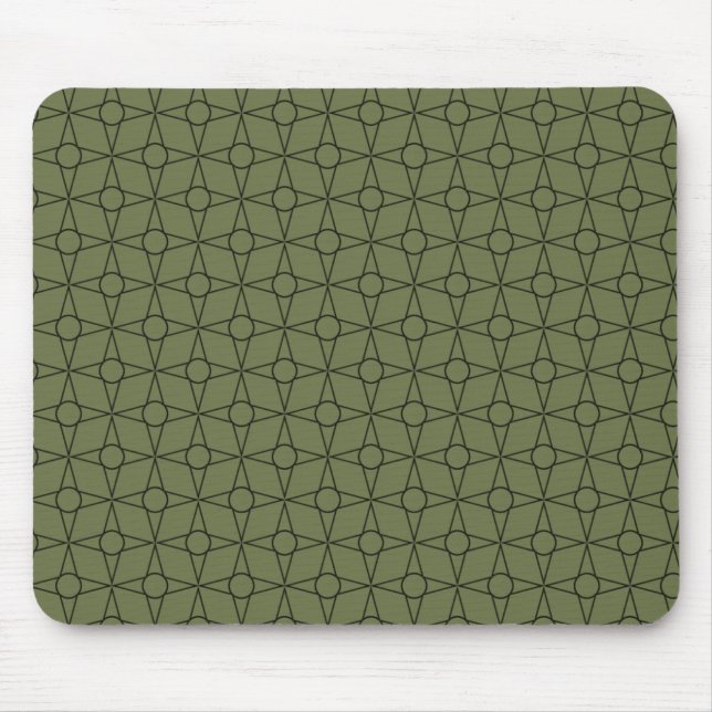 Vintage Funk Geometric Mousepad, Fern Mouse Mat (Front)