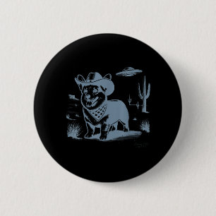 Vintage Funny 90s Western Cowboy Corgi Ufo 6 Cm Round Badge