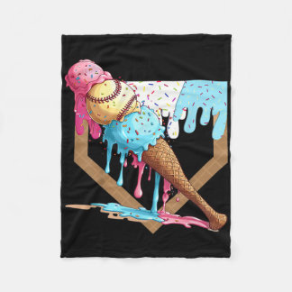 Vintage Funny Baseball Ice Cream Dripping Baseball Fleece Blanket
