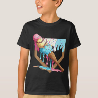 Vintage Funny Baseball Ice Cream Dripping Baseball T-Shirt