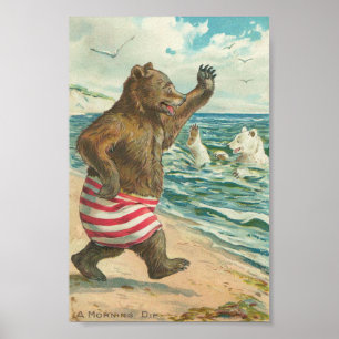 Vintage Funny Bears Poster