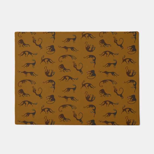 Vintage Funny Black Brown Kitten Cat Doormat (Front)