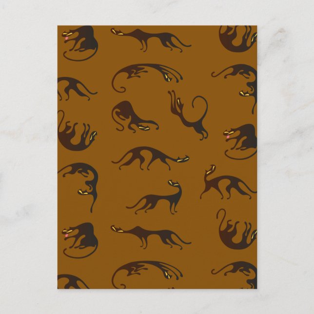 Vintage Funny Black Brown Kitten Cat Postcard (Front)