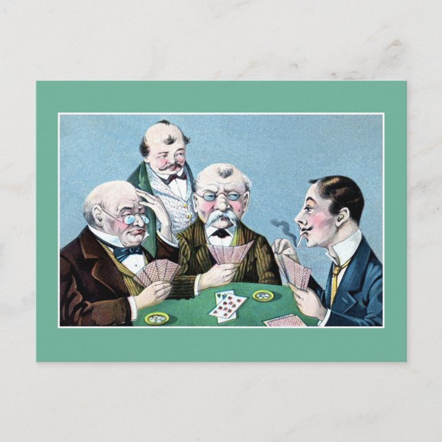 Vintage funny card players (whist, bridge) cartoon (Front)