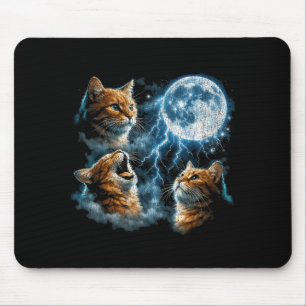 Vintage funny cat howling moon retro cats lover mouse mat