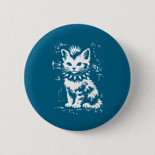 Vintage funny cat punk kitten meme men women kids 6 cm round badge