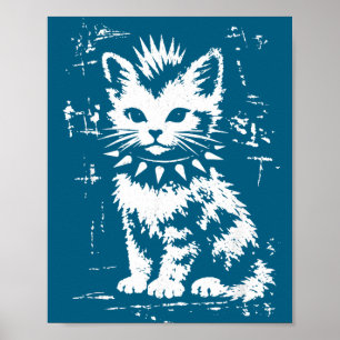 Vintage funny cat punk kitten meme men women kids poster