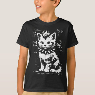 Vintage Funny Cat Punk Kitten Meme Men Women Kids T-Shirt