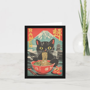 Vintage Funny Cat Ramen Anime Cat Japanese Graphic Card