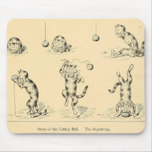 Vintage Funny Catnip Cat Mouse Mat