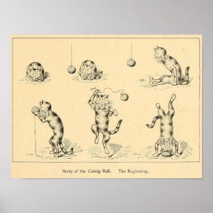 Vintage Funny Catnip Cat Poster