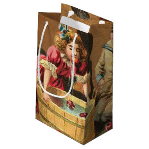 Vintage Funny Children Bobbing for Apples at Party Small Gift Bag