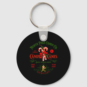 Vintage Funny Christmas Candy Cane North Les Xmas Key Ring