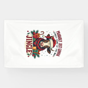 Vintage Funny Christmas Highland Cow Jingle Bell C Banner