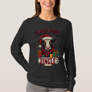 Vintage Funny Christmas Highland Cow Jingle Bell C T-Shirt