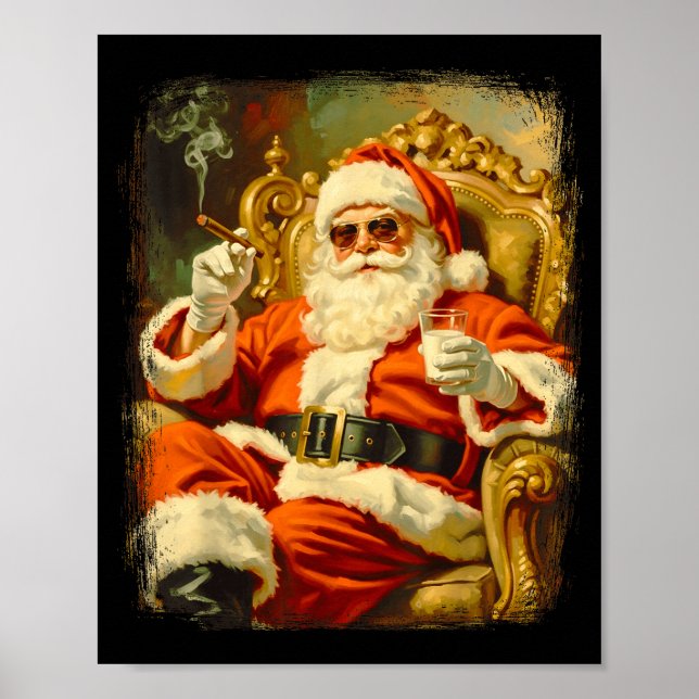 Vintage Funny Cool Big Boss Santa  Poster (Front)
