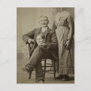 Vintage Funny Creepy Husband and Headless Wife Postcard