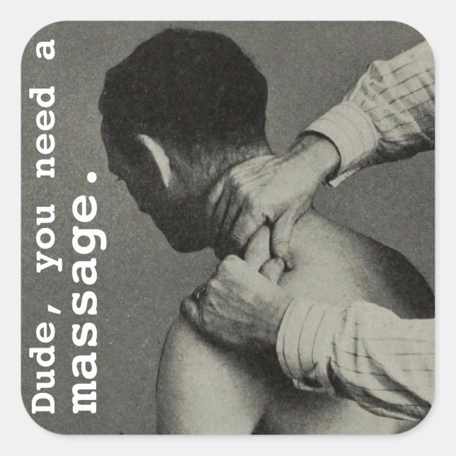 Vintage Funny Customisable Massage Square Sticker (Front)