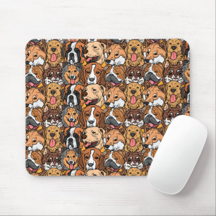 Vintage Funny Cute Dogs Faces Mouse Mat
