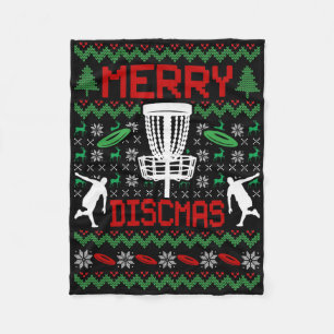 Vintage Funny Disc Golf Ugly Christmas  Fleece Blanket