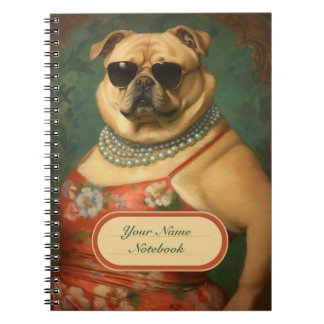 Vintage Funny Dog Glam Lady Spiral Notebook