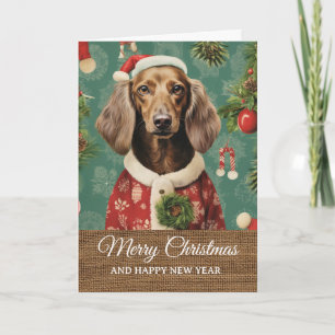 Vintage Funny Dog in Costume Christmas Card