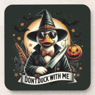Vintage Funny Don't Duck with Me Halloween Coaster
