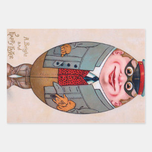 Vintage Funny Easter Egg Man Humour Human Wrapping Paper Sheet