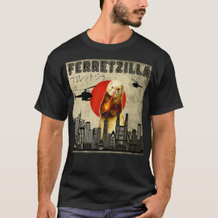 Vintage Funny Ferret Japanese Sunset Style T-Shirt