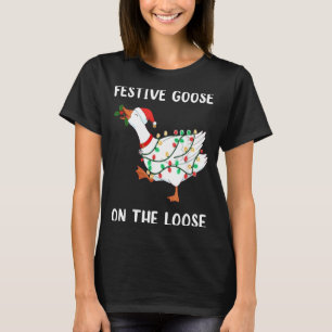 Vintage Funny Festive Goose On The Loose Christmas T-Shirt