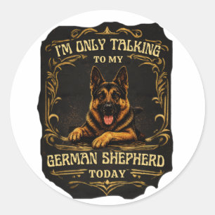 Vintage Funny German Shepherd GSD Lover Round Stic Classic Round Sticker