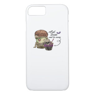 Vintage Funny Halloween Quote Eat Drink And Be Sca iPhone 8/7 Case