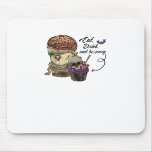 Vintage Funny Halloween Quote Eat Drink And Be Sca Mouse Mat