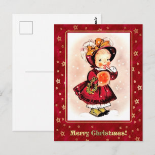 Vintage Funny Little Girl Christmas  Postcard