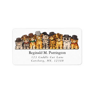Vintage Funny Louis Wain Cartoon Cats in Hats Label