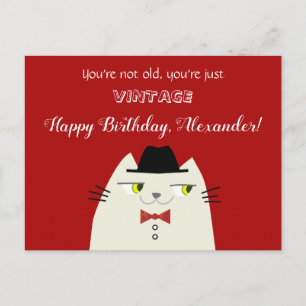 Vintage Funny Male Cat Birthday Postcard