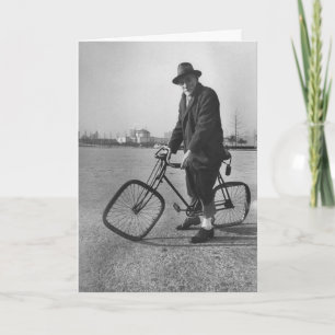 Vintage Funny Man Riding a Bike Square Wheels Post Card