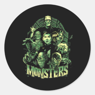 Vintage Funny Monster Mash Frankenstein Horror Mov Classic Round Sticker