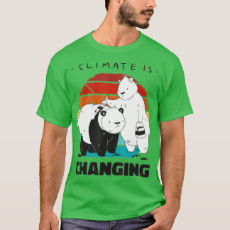 Vintage funny polar bear and painting bear climate T-Shirt