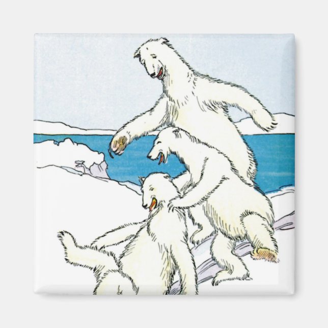 Vintage Funny Polar Bears Magnet (Front)