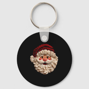 Vintage Funny Preppy Faux Yarn Santa Claus Face Me Key Ring