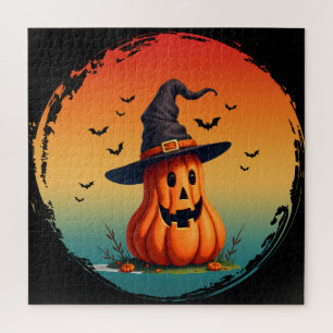 vintage funny pumpkin fall autumn season jigsaw puzzle