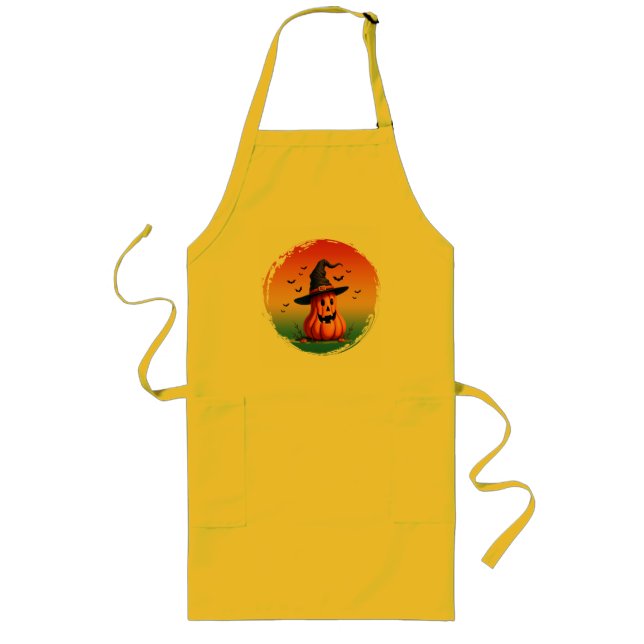 vintage funny pumpkin fall autumn season long apron (Front)