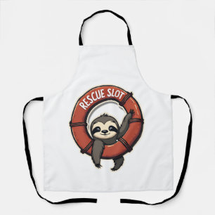 Vintage Funny Rescue Sloth Retro Humour Design 2 Apron