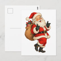 Vintage Funny Santa Claus Christmas Illustration
