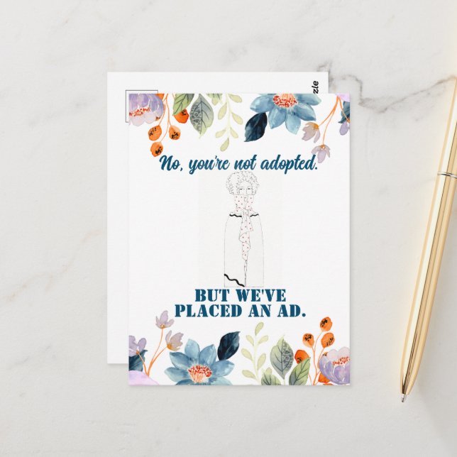 Vintage Funny Sarcastic Line Art Woman Postcard (Front/Back In Situ)