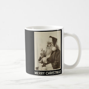 Vintage Funny Smoking Santa Claus Christmas Merry  Coffee Mug
