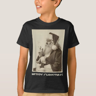 Vintage Funny Smoking Santa Claus Christmas Merry T-Shirt