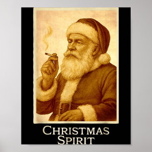 Vintage Funny Smoking Santa Claus Christmas Srit C Poster
